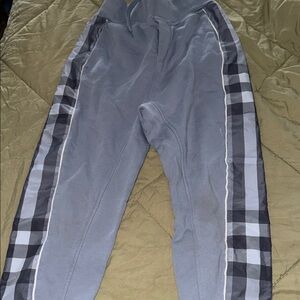 Burberry Gray Kids Jogger Pants with Plaid Accents